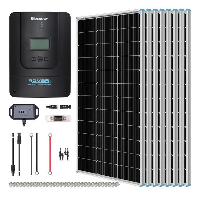Renogy 800W 12V/24V Monocrystalline Solar Premium Kit w/Rover 60A Charger Controller - Off Grid Stores