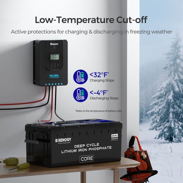 Renogy Core 24V 100Ah Deep Cycle Lithium Iron Phosphate Battery with 24V Battery Charger - Off Grid Stores