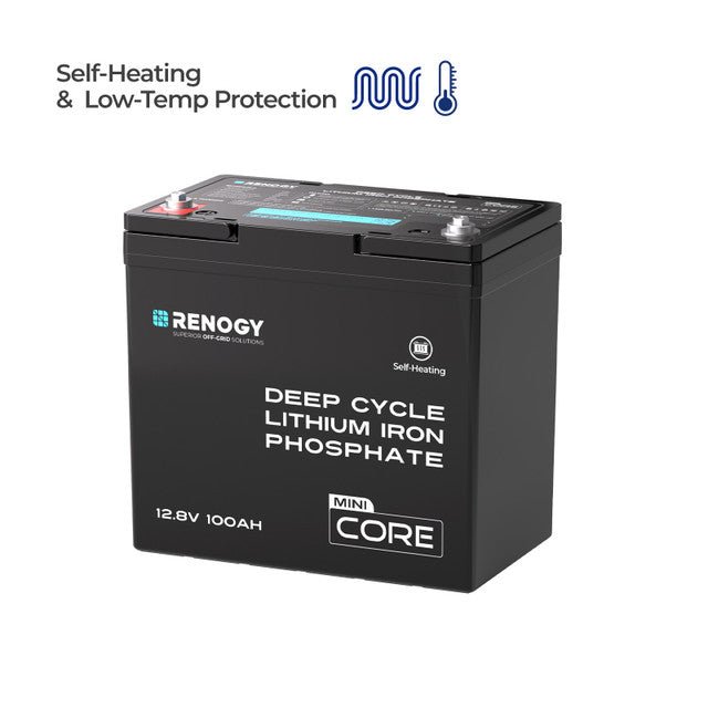 Renogy Core Mini - DuoHeat Tech 12V 100Ah Lithium Iron Phosphate Battery - Off Grid Stores