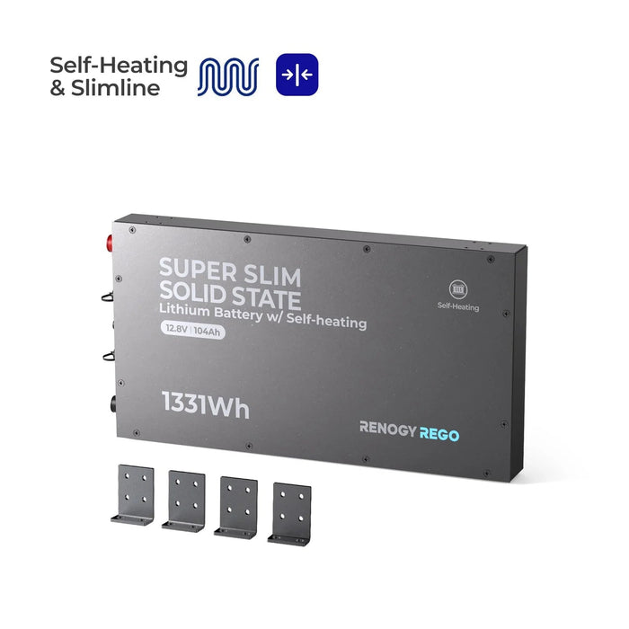 Renogy REGO 12V 104Ah Super Slim Lithium Iron Phosphate Battery with Self - Heating - Off Grid Stores