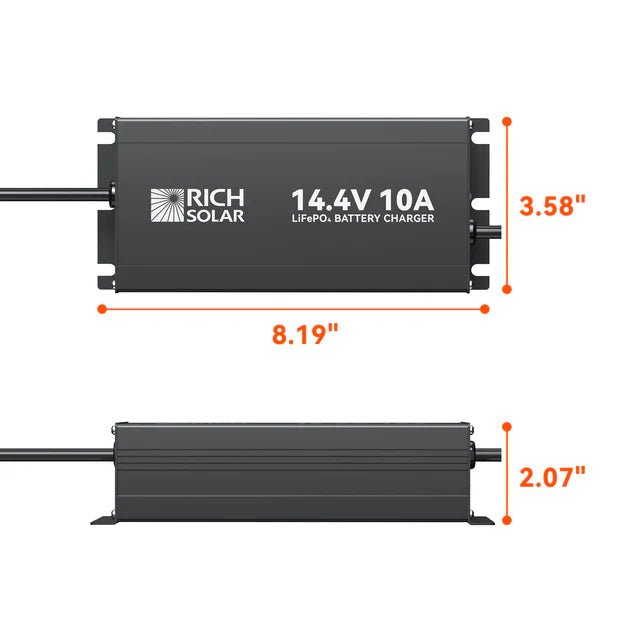 Rich Solar 12V 10A LiFePO4 Battery Charger - Off Grid Stores
