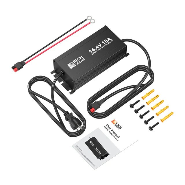 Rich Solar 12V 10A LiFePO4 Battery Charger - Off Grid Stores