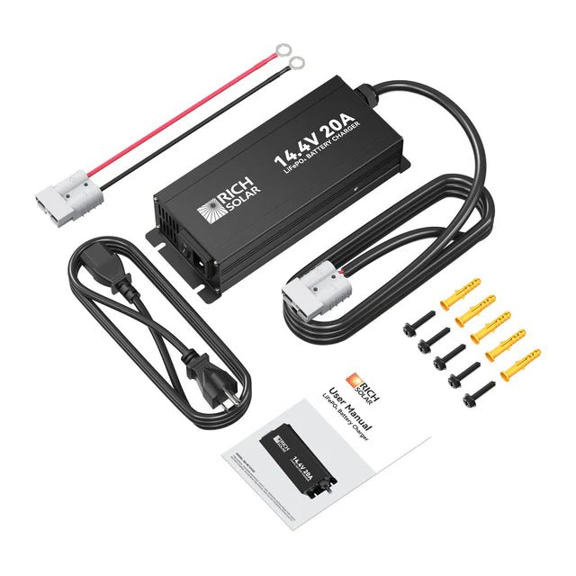 Rich Solar 12V 20A LiFePO4 Battery Charger - Off Grid Stores