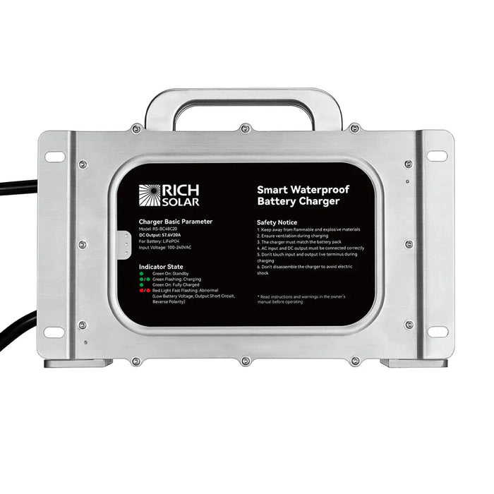 Rich Solar 48V (57.6V) Waterproof LiFePO4 Charger - Off Grid Stores