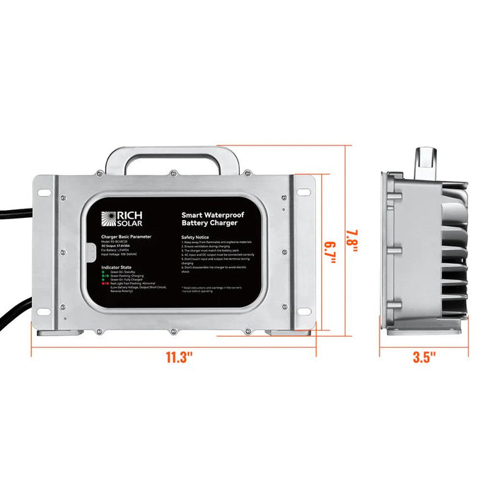 Rich Solar 48V (57.6V) Waterproof LiFePO4 Charger - Off Grid Stores
