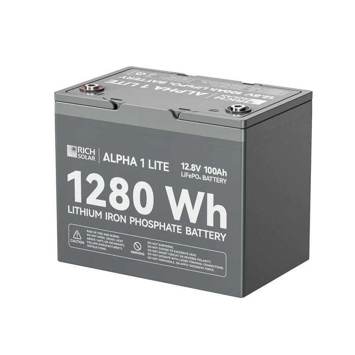 Rich Solar ALPHA 1 LITE 12V 100Ah LiFePO4 Lithium Battery - Off Grid Stores