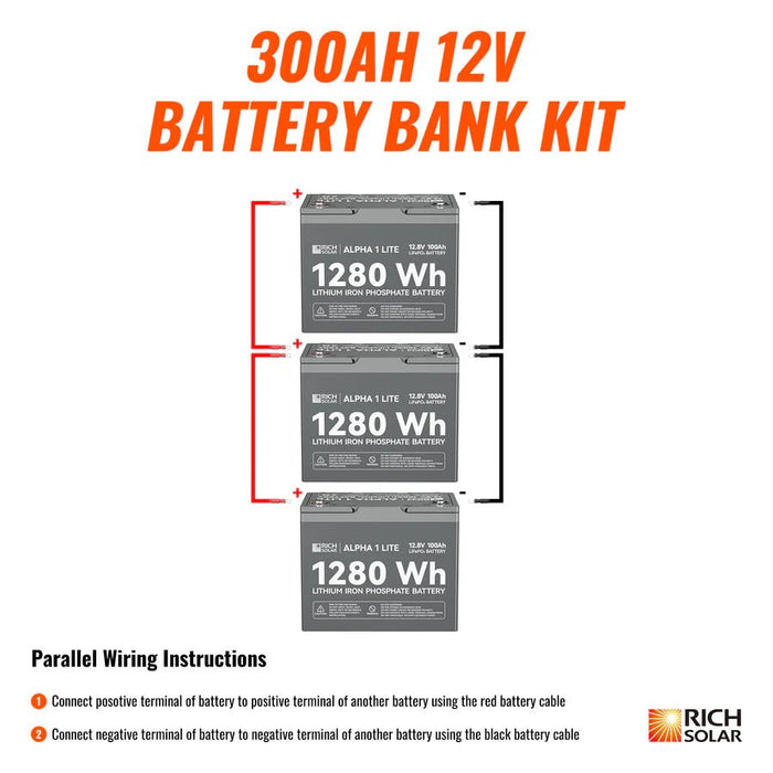 Rich Solar ALPHA 1 LITE 12V 300Ah LiFePO4 Off - Grid Lithium Battery Kit - Off Grid Stores