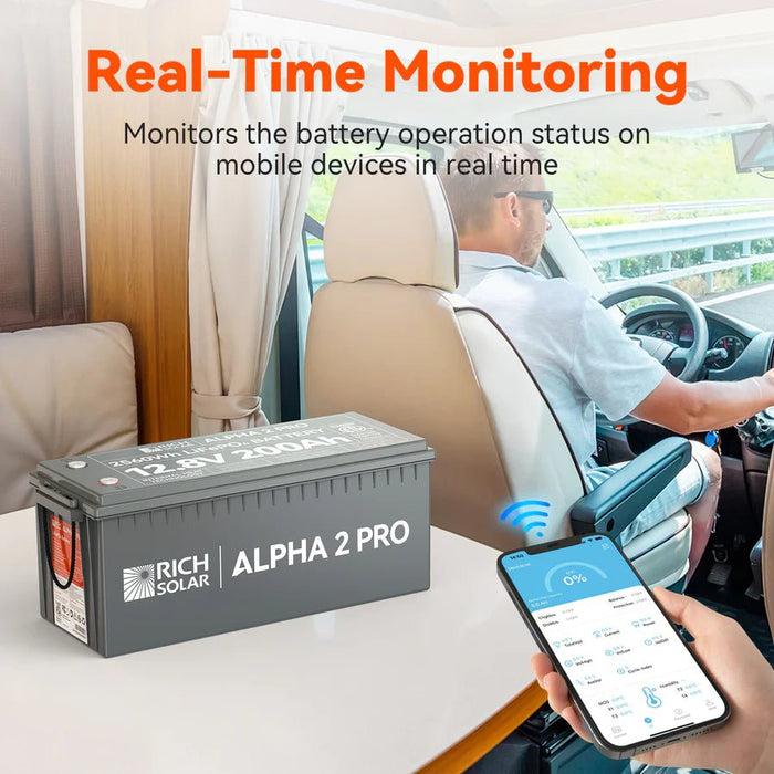 Rich Solar ALPHA 2 PRO 12V 200Ah LiFePO4 Lithium Iron Phosphate Battery - Off Grid Stores