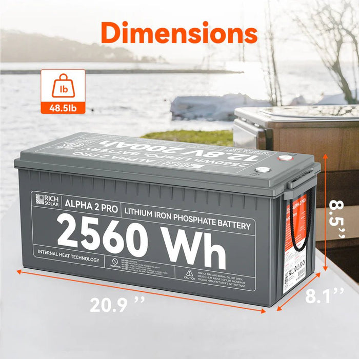 Rich Solar ALPHA 2 PRO 12V 200Ah LiFePO4 Lithium Iron Phosphate Battery - Off Grid Stores