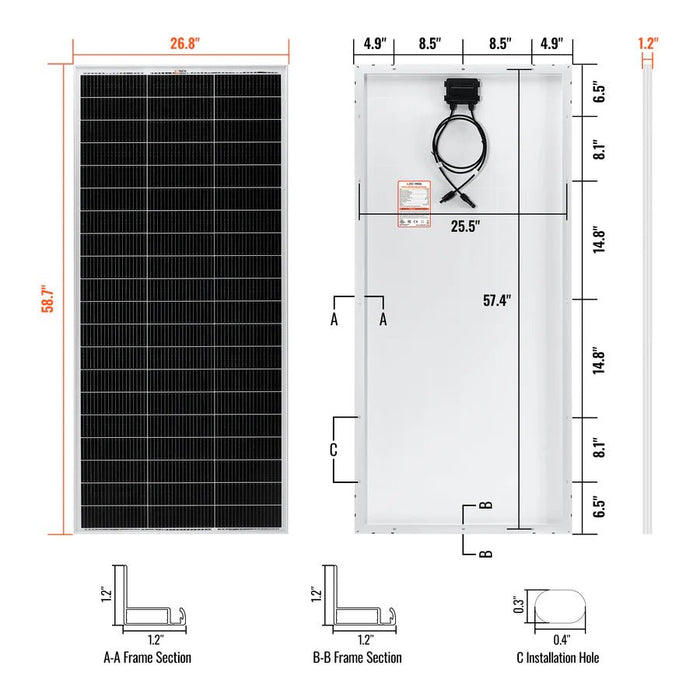 Rich Solar MEGA 200 PRO 200 Watt 24 Volt Monocrystalline Solar Panel - Off Grid Stores