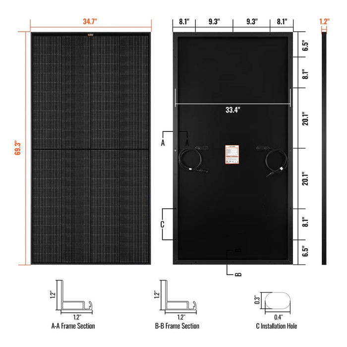 Rich Solar MEGA 335 PRO 335 Watt Monocrystalline Solar Panel - Off Grid Stores