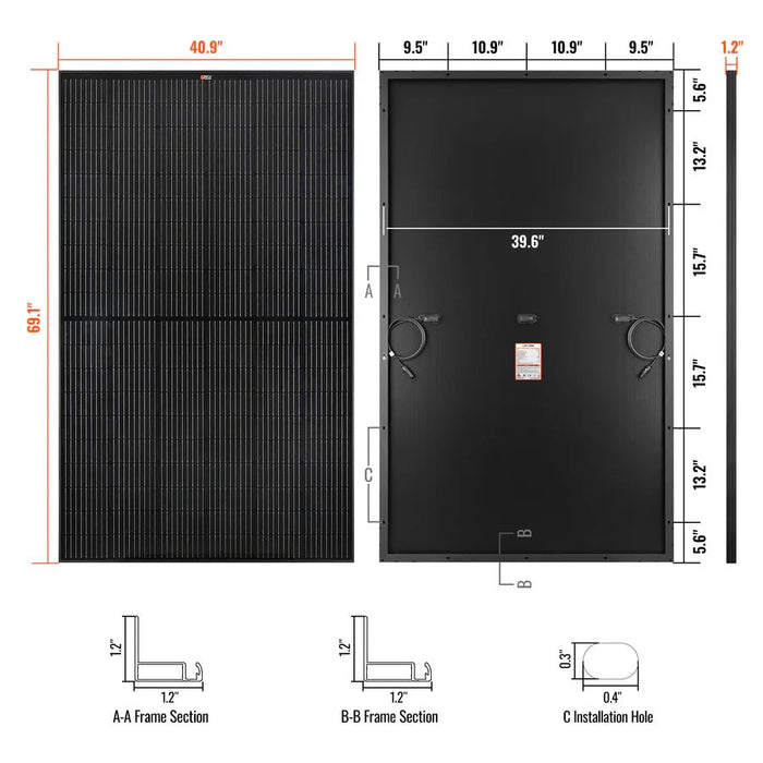 Rich Solar MEGA 370 PRO ONYX 370 Watt Solar Panels - Off Grid Stores