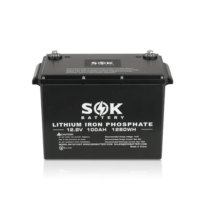 SOK Battery 12V 100Ah LiFePO4 Marine Grade Battery - Off Grid Stores