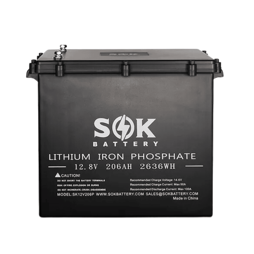 SOK Battery 12V 206Ah LiFePO4 Marine Grade Battery - Off Grid Stores