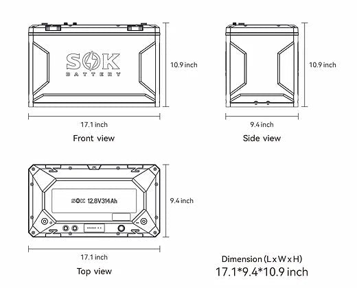 SOK Battery 12V 314Ah Lithium Iron Phosphate Battery With Built - in Heater & Bluetooth - Off Grid Stores