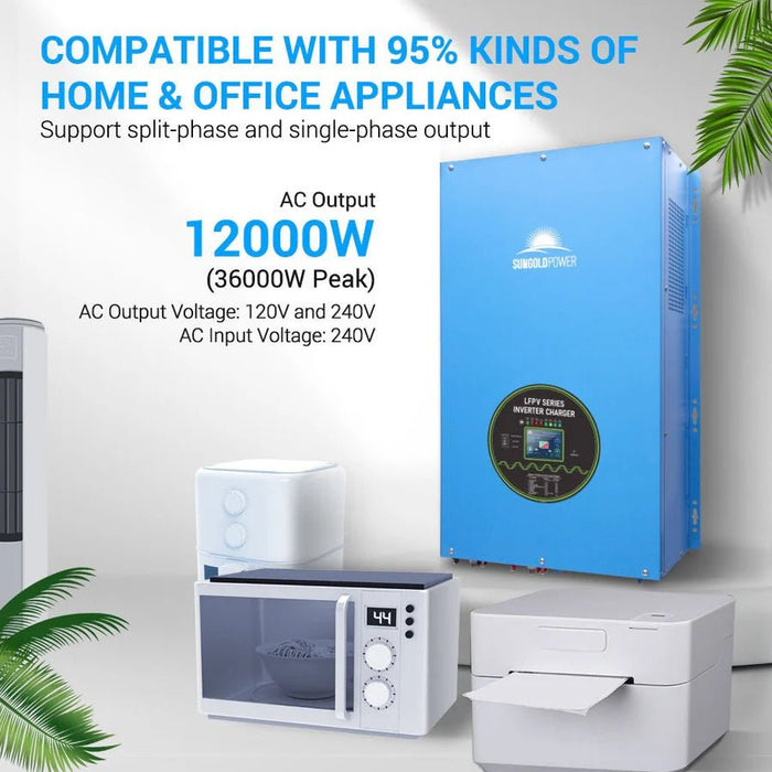 SunGoldPower 12000W 48V Split Phase Pure Sine Wave Inverter Charger - Off Grid Stores