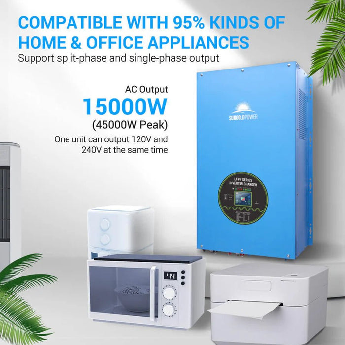 SunGoldPower 15000W 48V Split Phase Pure Sine Wave Inverter Charger - Off Grid Stores