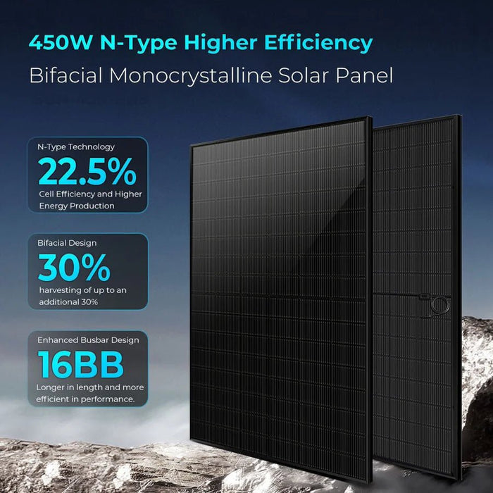 SunGoldPower 450 Watt Bifacial N - Type Monocrystalline Solar Panel - Off Grid Stores