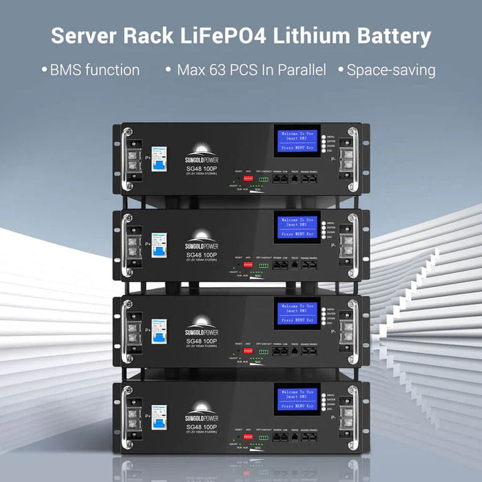 SunGoldPower 48V 100Ah Server Rack LiFePO4 Lithium Battery - Off Grid Stores