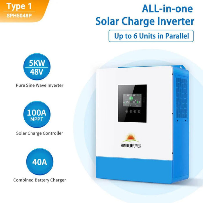 SunGoldPower 5000W 48V Solar Charger Inverter - Off Grid Stores