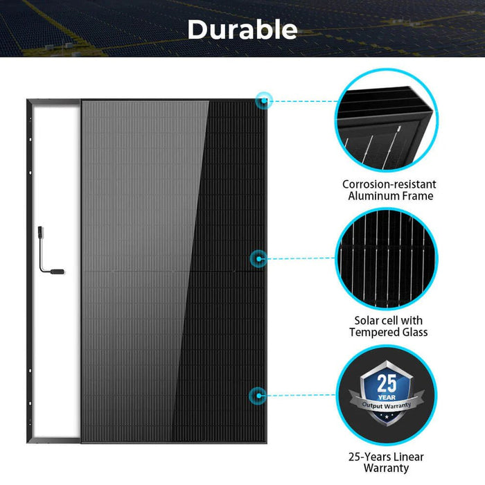 SunGoldPower 500W Monocrystalline Black PERC Solar Panel - Off Grid Stores