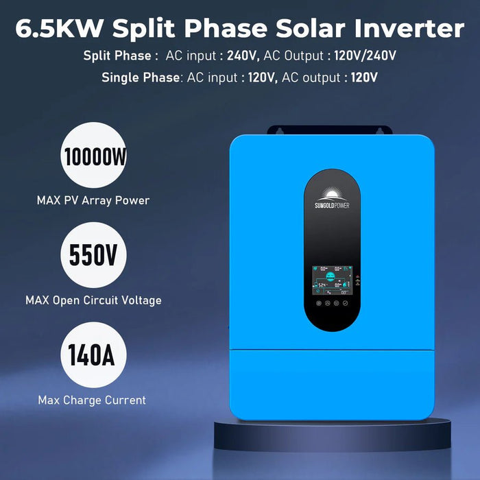 SunGoldPower 6.5kW 48V Split Phase Hybrid Solar Inverter - Off Grid Stores