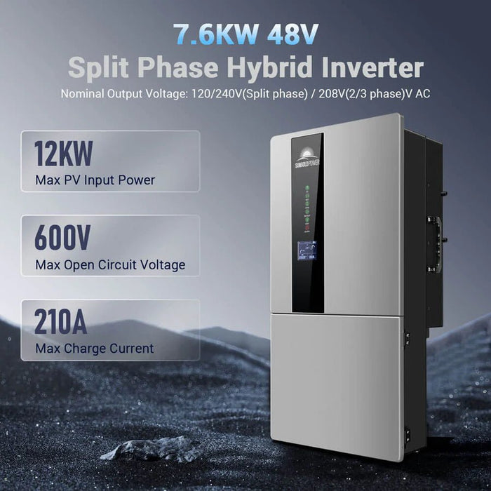 SunGoldPower 7.6KW 48V Split Phase Hybrid Solar Inverter - Off Grid Stores