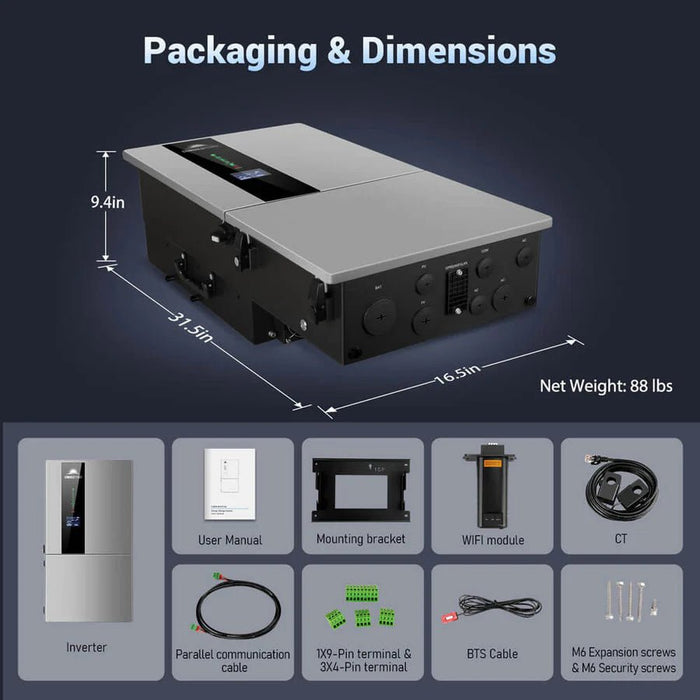 SunGoldPower 7.6KW 48V Split Phase Hybrid Solar Inverter - Off Grid Stores