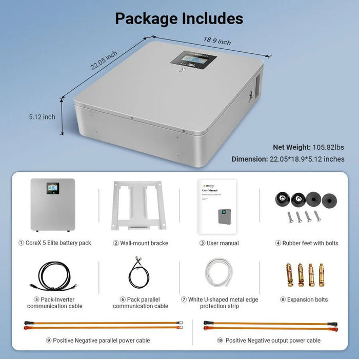 SunGoldPower CoreX 5 Elite Wall Mounted 48V 100AH Residential Energy Storage Battery Pack - Off Grid Stores