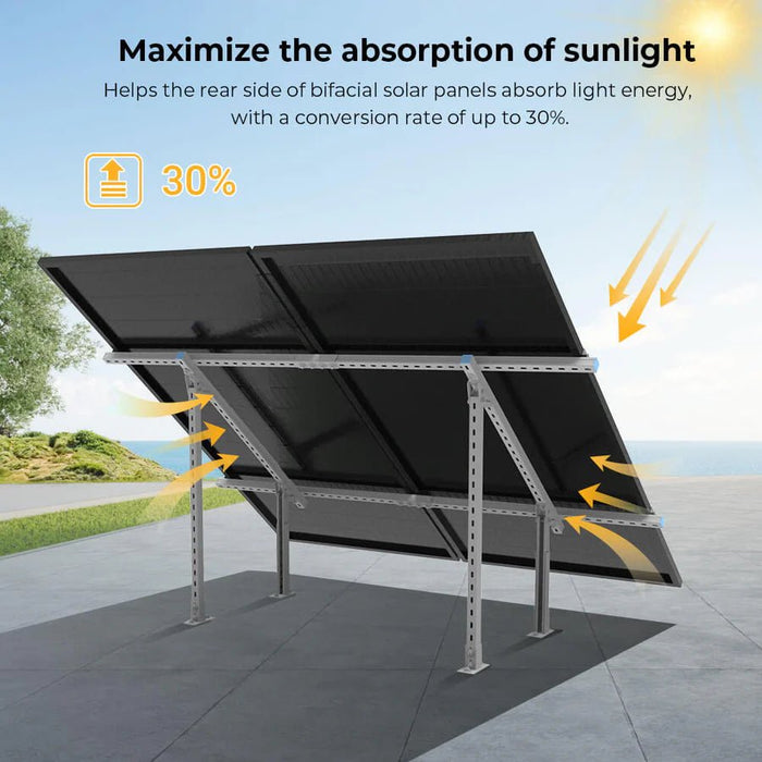 SunGoldPower Modular & Expandable Ground Mount Brackets for 2 × 400W–590W Solar Panels - Off Grid Stores