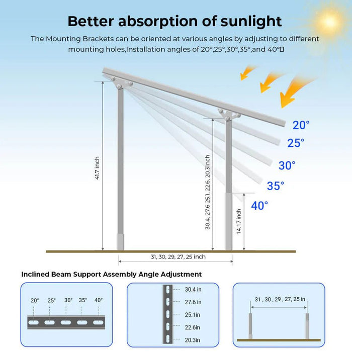 SunGoldPower Modular & Expandable Ground Mount Brackets for 2 × 400W–590W Solar Panels - Off Grid Stores