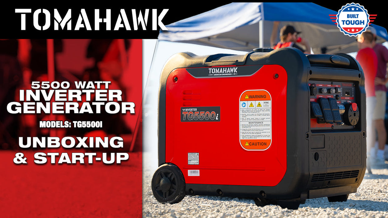 Tomahawk Power 5500 Watt Inverter Generator Super Quiet Portable Gas Power Professional Use