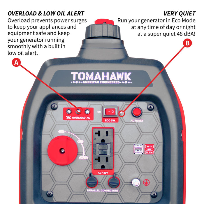 Tomahawk Power 2000 Watt Inverter Generator Super Quiet Portable Gas Power Professional Use - Off Grid Stores