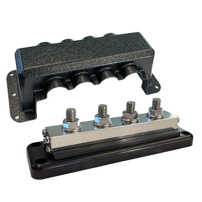 Victron Busbar 600A 4P &amp; Cover 4X 3/8" Plus 4X M8 Terminals - Off Grid Stores