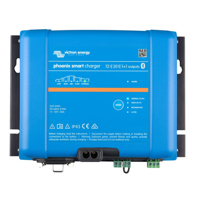 Victron Phoenix Smart IP43 Charger 12/30 (1+1) 120 - 240VAC Requires 5 - 15P Mains Cord - Off Grid Stores