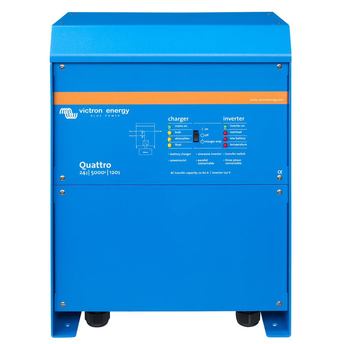 Victron Quattro Inverter/Charger 24V DC - 5000W - Dual 100AMP 120V AC Inputs - Auto Transfer Switch - 120AMP Battery Charger - Stackable - Off Grid Stores