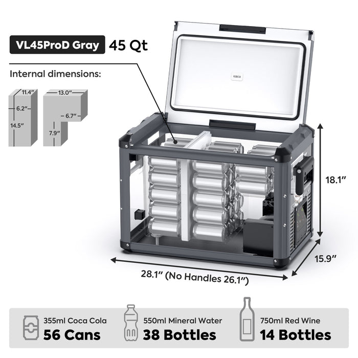 VL45ProD Dual Zone Portable Freezer - Black | ICECO - Off Grid Stores