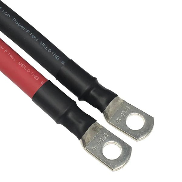 WindyNation 2/0 Gauge (AWG) Black and Red Pure Copper Battery Cable Wire with Lug Connector Ring Terminals - Off Grid Stores