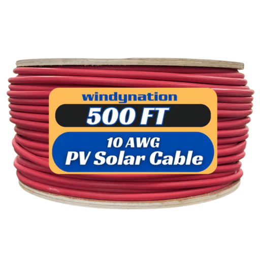 WindyNation 500 Foot Spool 10 Gauge 10 AWG Red Pure Copper Solar Panel Extension Cable Wire - Off Grid Stores