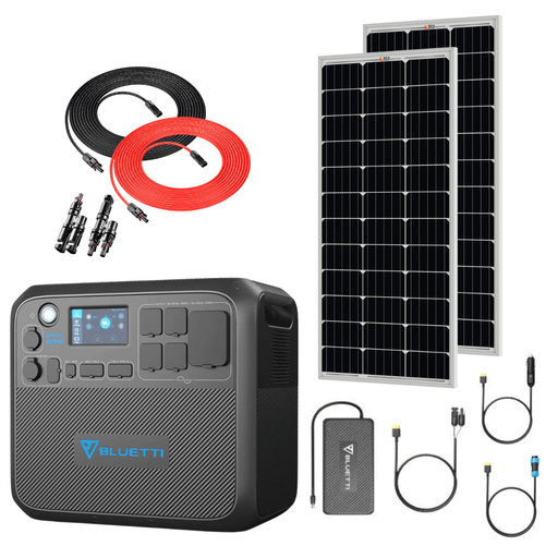 Bluetti AC200MAX 2048Wh 2200W Solar Generator + 100W Rigid Monocrystalline Solar Panels Kit - Off Grid Stores