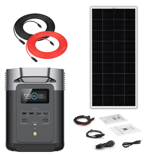 EcoFlow DELTA 2 1024Wh 1800W Solar Generator + 200W Rigid Monocrystalline Solar Panels Kit - Off Grid Stores