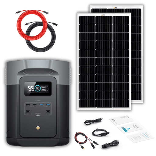EcoFlow DELTA 2 + DELTA 2 Smart Extra Battery + 4 100 Watt 12V Portable  Rigid Solar Panel