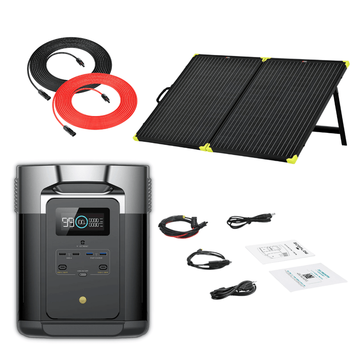 EcoFlow DELTA Max 2016Wh 2400W Solar Generator + 200W Portable Monocrystalline Solar Panels Kit - Off Grid Stores