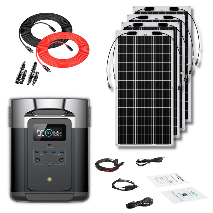 EcoFlow DELTA Max 2016Wh 2400W Solar Generator + 100W Flexible Monocrystalline Solar Panels Kit - Off Grid Stores