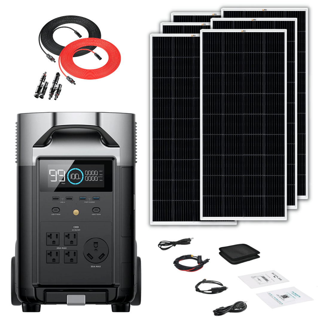 EcoFlow DELTA Pro 3600Wh 3600W Solar Generator + 200W Rigid Monocrystalline  Solar Panels Kit - Off Grid Stores